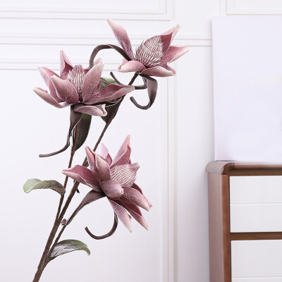 

Artificial Plants Life-like 3 Heads Lotus Flowers Home Room Wedding Party Decor