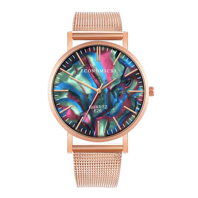 

ECONOMICXI Fashion Men Mesh Strap Watches Luxury Male Quartz Watch Gifts