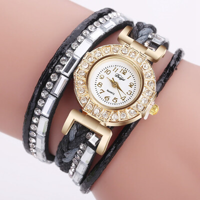

Manufacturers supply Europe&the United States hot new hand-woven braided ladies fashion watch with rhinestone trend bracelet watch