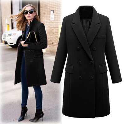 

Roseonmyhand Womens Winter Lapel Wool Coat Trench Jacket Long Parka Overcoat Outwear