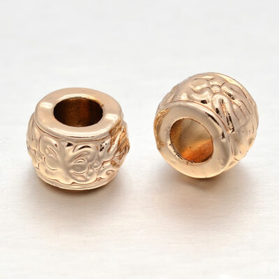 

Unfading Golden Plated Alloy European Beads Large Hole Barrel Beads Rose Gold 8x6mm Hole 4mm