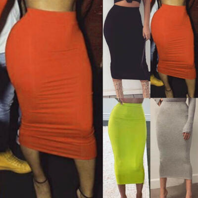 

Womens Midi Pencil Skirt Ladies Plus Size Tube Skirt Bodycon style Office Viscse