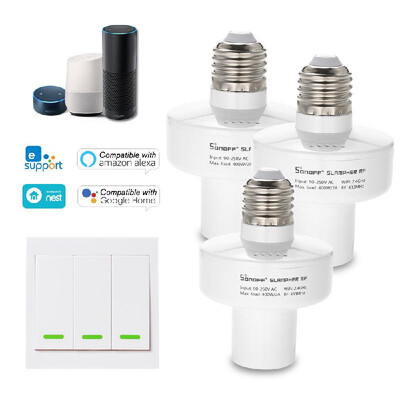 

3PCS SONOFF Slampher ITEAD WiFi Smart Light Bulb Holder 433MHz RF E27 Wireless Lamp Holder Compatible with Amazon Alexa & for Goog