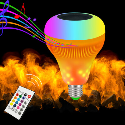 

BRELONG E27 LED Flame Music Lamp Bluetooth Remote Control Colorful Smart Lights