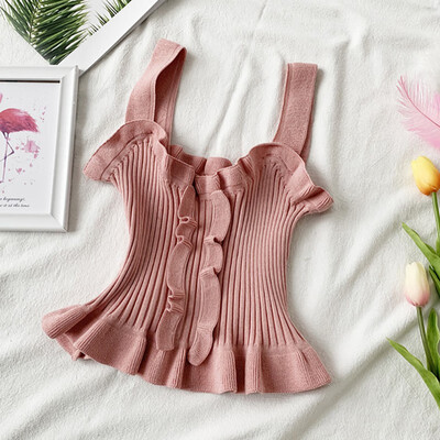 

Womens Sexy Tank Tops Female Casual Knitted Crop Top