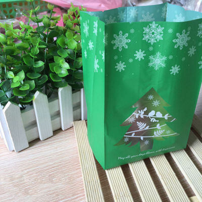 

New Hot 50pcs Christmas Tree Biscuit Bags Red Green with Window Year Gift Packaging Decor Favors Candy Bag Xmas Decorations