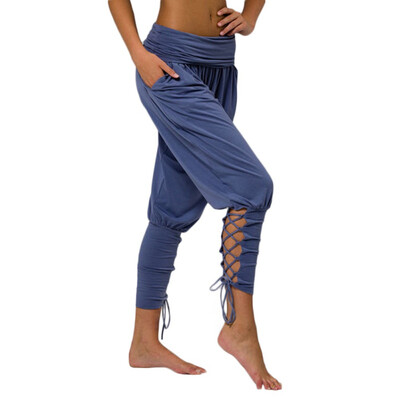 

5 Colors Wholesale HIP HOP Pants Women Europe And America New Solid Color High Waist Pocket Strap Casual Feet Pantalon Femme