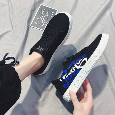 

Low-top canvas shoes mens summer breathable Korean trend students graffiti Joker casual shoes retro Hong Kong style shoes men