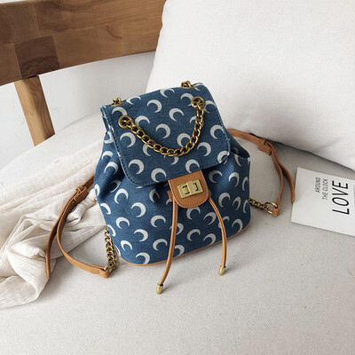 

Leisure chic retro canvas bag fashion chain shoulder bag new 2019 bucket shoulder slung bag