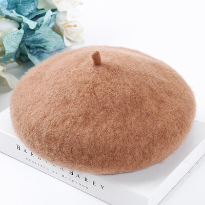 

Korean version of student hat children wool Beret Japanese 100 painters hat thicker warm pumpkin bud hat