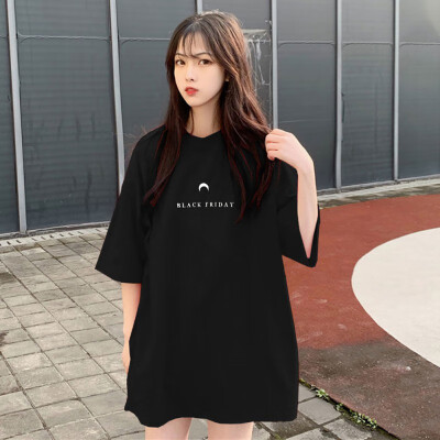 

Summer Womens Style Design Casual Elegant Round Neck Letter Print Short Sleeve Loose Pullover Simple T-Shirt