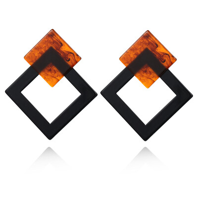 

Big Square Statement Acetate Earrings Bohemian Geometric Hanging Drop Dangle Earrings Female Polygonal Acrylic Resin Brincos