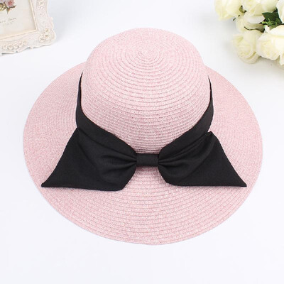 

Fashion Women Sun Hat Big Bow Wide Brim Foldable Straw Hat Summer Beach Sun Protection Hat Cap