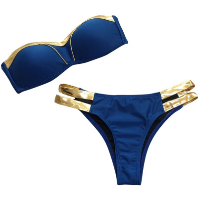 

Roseonmyhand Sexy Bikinis Set Women Gold Stamping Tankini Set Brazilian Swimwear Two-piece