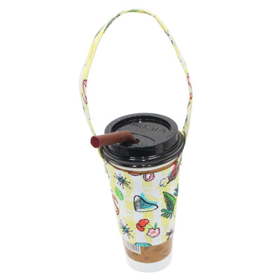 

Eco-Friendly Soft Beverage Bag Cartoon Dog Cup Cover Canvas Tote Bag Tea Coffee Hand-Cranked Milk Tea Coffee Handbag Canvas Bag
