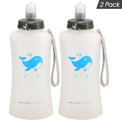 

2 Pack 750ml Soft Hydration Flask Ultralight Outdoor Camping Hiking Foldable Water Bottle