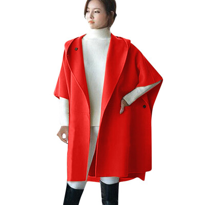 

Roseonmyhand Women Loose Batwing Wool Poncho Winter Warm Coat Jacket Cloak Cape Parka Outwear