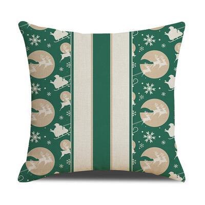 

Tailored Christmas Linen Skin Pillow Case Pillow Cushion Elk Snowflake Print 45×45CM