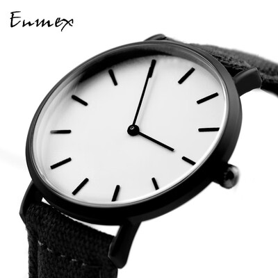 

Design of simple canvas cool black watch light&thin two-needle cold tie watch when translating holiday gift Enmex
