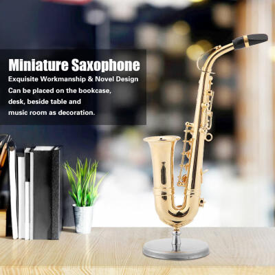 

Greensen Miniature Alto Saxophone Replica with Stand&Case Gold Plated Instrument Model Ornaments