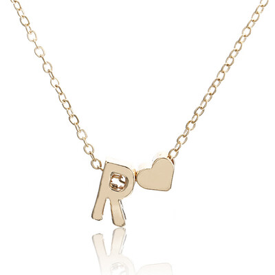 

Stainless Steel Jewelry Choker Necklace Letter Necklace Women Gold Chain Female Nameplate Heart Necklace Copper Boho Girlfriend