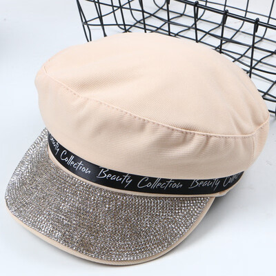 

Hat women in the spring&autumn Korean tide navy Hat Joker painter newsboy Hat Japanese octagonal Hat rhinestone letters berets