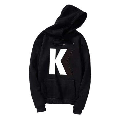 

Fashion New Korean Star With The Same Paragraph KK Letter Printing Couple Hooded Sweatshirt Small K White 3XL