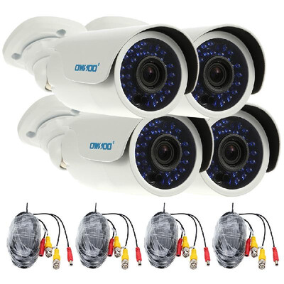 

OWSOO 4pcs AHD 720P 1500TVL Security CCTV Camera 460ft Surveillance Cable Outdoor Weatherproof IR-CUT Night View
