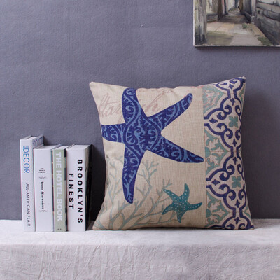 

Blue Ocean Sea Cotton Linen Cushion Cover Home Decor Sofa Pillow Case