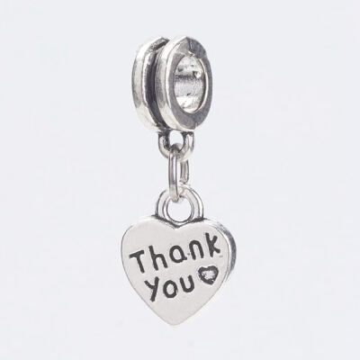 

Alloy European Dangle Beads Large Hole Pendants Heart with Words Antique Silver 25mm Hole 45mm