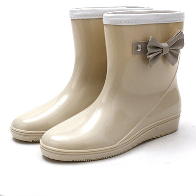 

Rose Womens Fashion Low-Heeled Middle Tube Rain Boots Non-Slip Waterproof Water Shoe
