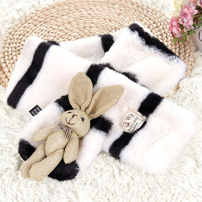 

2018 autumn&winter new Korean childrens cartoon embroidery three-dimensional plush scarf baby solid color warm scarf