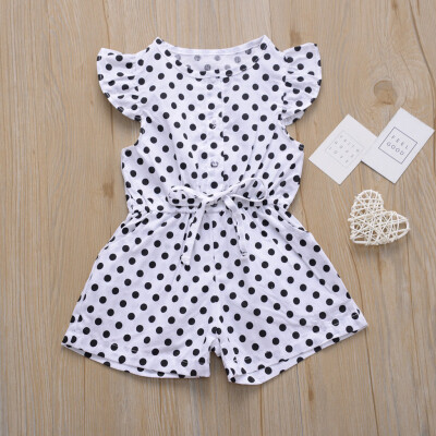 

Toddler Baby Kids Girls Sleeveless Dot Print Ribbons Romper Jumpsuit Clothes