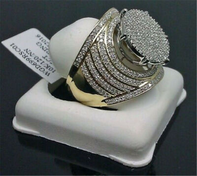 

Vintage 10K Yellow Gold Filled White Sapphire Ring Women Men Wedding Jewelry