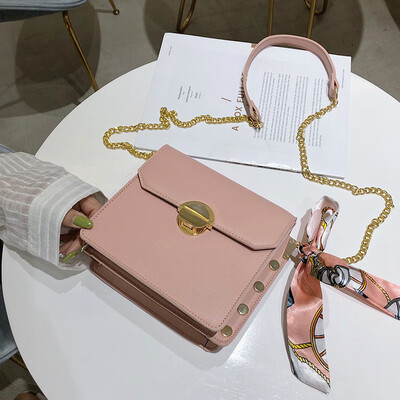 

Mori simple small bag new 2019 shoulder slung womens bag summer Korean version of Joker scarves chain small bag