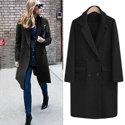 

〖Follure〗Womens Winter Lapel Wool Coat Trench Jacket Big Pocket Overcoat Outwear