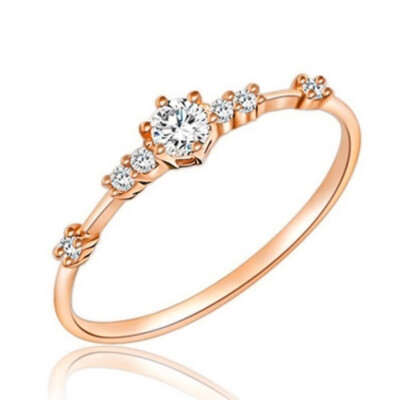 

14K Gold Plated Eternity Thin Band Rings 925 Sterling Silver Tiny Diamond Jewelry Anniversary Proposal Gift Party