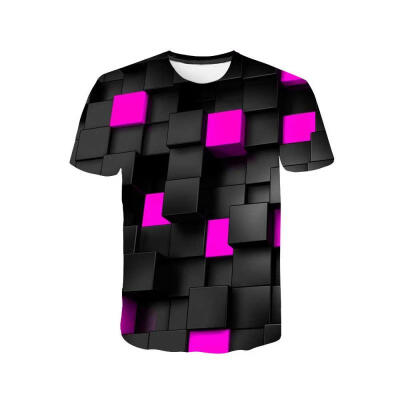 

3D Printed Square Block T-Shirt Short Sleeve Tees Summer Casual Tops For Men