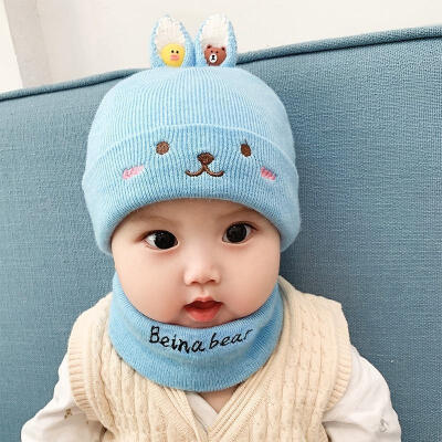 

New Baby Cap Hat Scarf Infant Cotton Ears Cute Comfortable Clothes Accessories Set