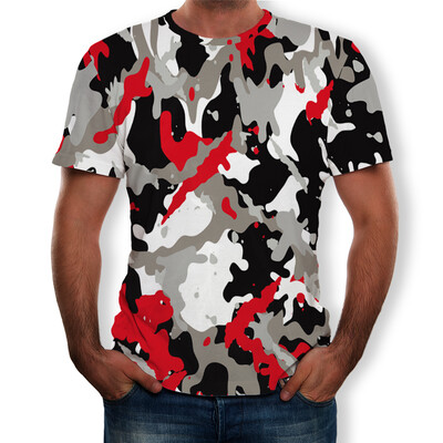 

Summer Mens Fashion Round Neck Short Sleeve Printed Camouflage T-shirt Tops