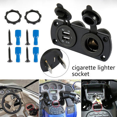 

12V Car SUV Cigarette Lighter Socket Splitter Dual USB Power Adapter Charger Kit