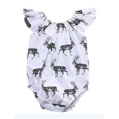 

Cotton Infant Baby Girls Romper Ruffles Deer Bodysuit Jumpsuit Outfits Clothes