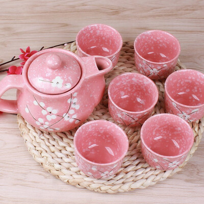 

7PCS Sweet Floral Hand Painted Ceramic Teapot Set