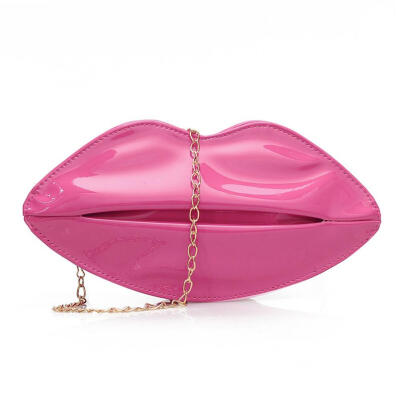 

Jelly Lips Shoulder Handbags Women Bright Leather Chain Crossbody Bags