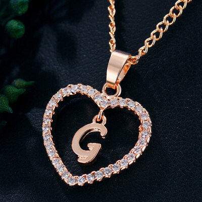 

Womens Heart Pendant Necklace with Cubic Zirconia&Letter Pendant Necklace Gift for Women or Girls