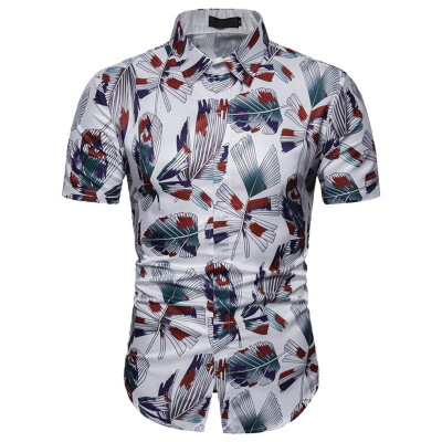 

Tailored Summer Casual Fashion Mens 3D Color Print Trend Color Short-sleeved Shirt Blouse