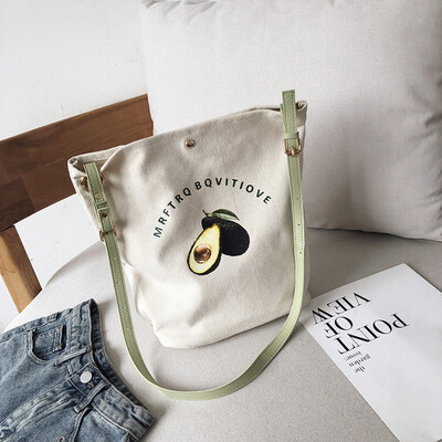 

2019 new fashion temperament shoulder bag small fresh fruit canvas bag casual wild fairy slanting bucket bag