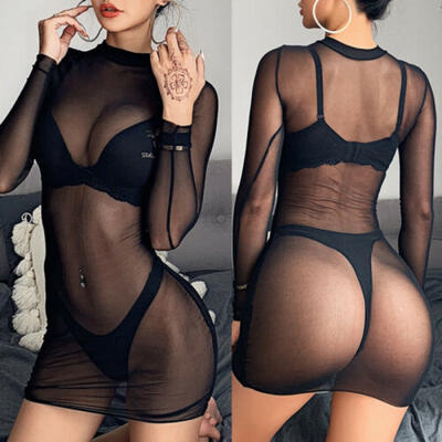 

Sexy Women Mesh Sheer Bikini Cover Up Swimwear Bathing Suit Beach Dress Clubwear