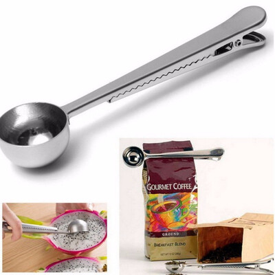 

Stainless Steel Coffee Scoop with Bag Clip Sealing Ground Coffee Measuring Spoon Scoop Silver