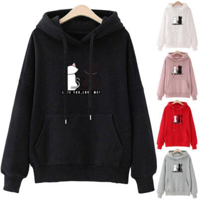 

Fashion Women Cat Hoodie Sweatshirt Hooded Jumper Sports Sweater Pullover Tops